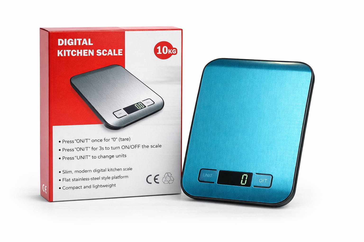 Digitale Küchenwaage Edelstahl flach (10 kg)